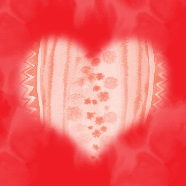 Blury soft watercolor heart background. Pink ornate heart on red — Stock Photo, Image