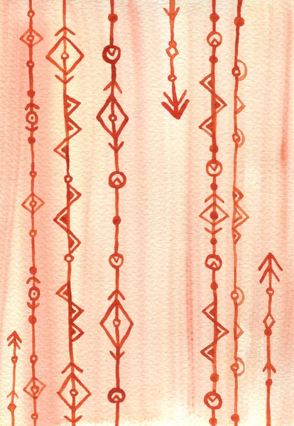 Pink and red abstract Indian arrows. Watercolor seamless texture. Hand painted background. — 스톡 사진