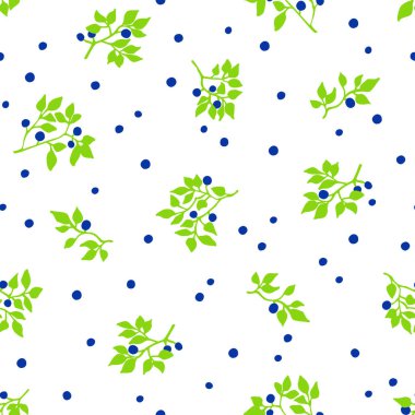 Yabanmersininin küçük yeşil dalları. Vektörsüz desen. 