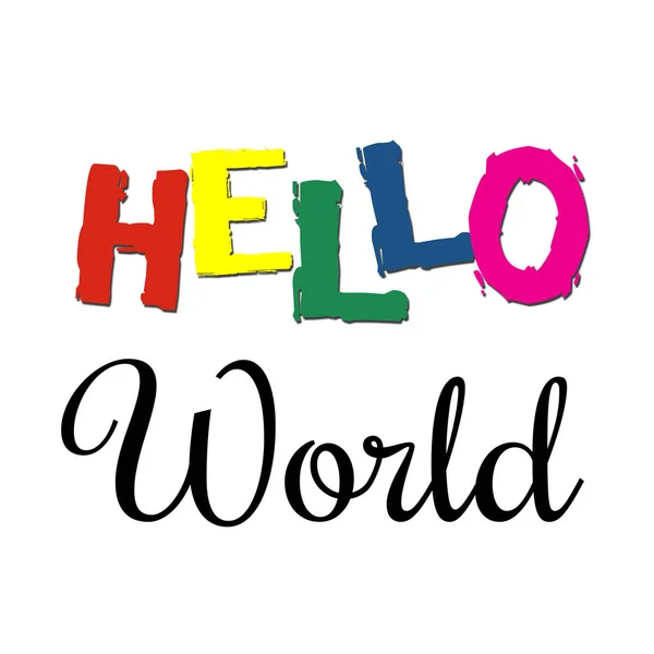 Hello World Ilustración Diseño Texto Con Letras Colores Sobre Fondo —  Fotos de Stock