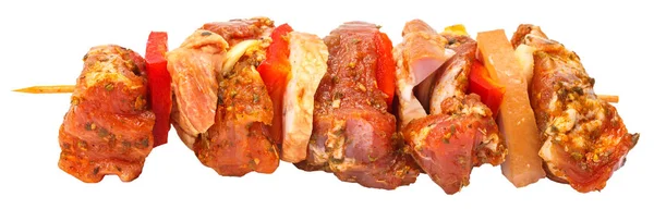 Carne de porco marinada e fiambre kebab stick — Fotografia de Stock