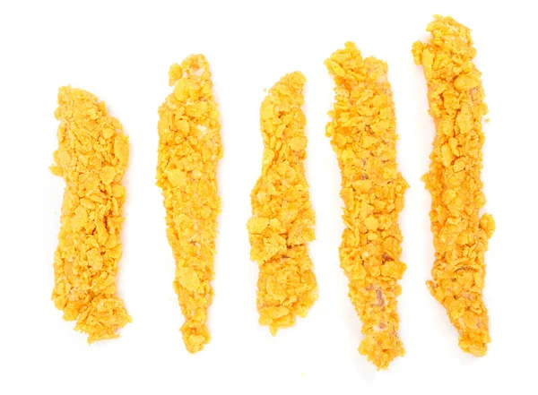 Uncooked cornflake crumbed chicken breast fillets — Stock Photo, Image