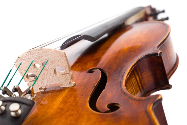 Vista cercana de una cuerda de violín y combate — Foto de Stock