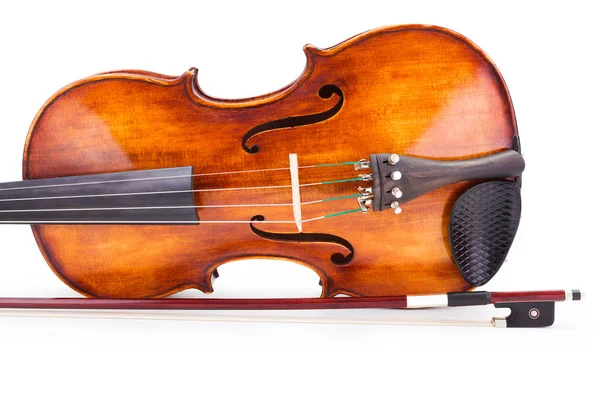 Brown violin and bow — Stock Photo, Image