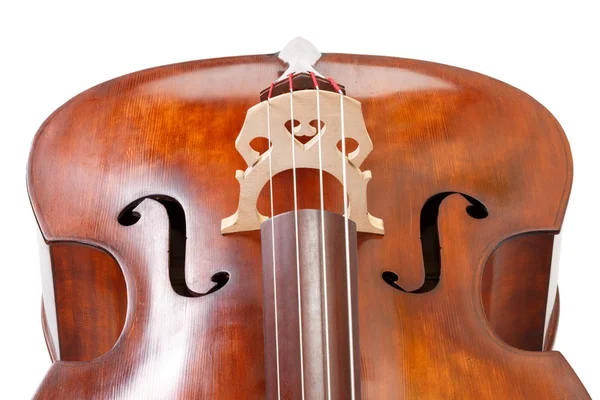 Double bass detail on white — Stock Photo, Image