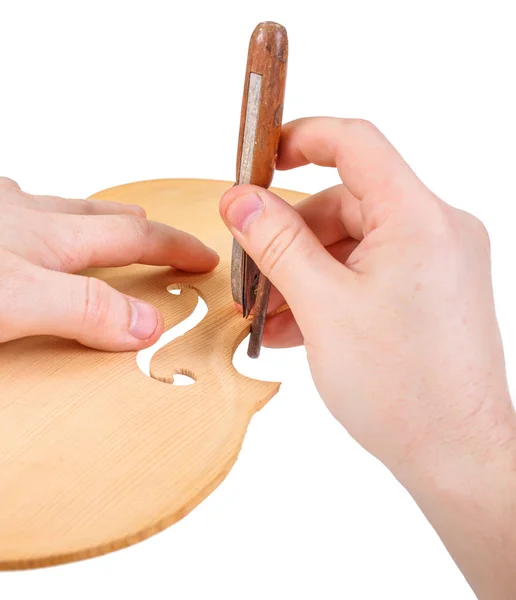 Luthier using the purfling-cutter — Stock Photo, Image