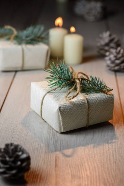 güzel Noel hediye kutuları ile yeni yıl iç dekorasyon