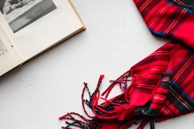 Beyaz bir Noel eşarp pencere kenarında