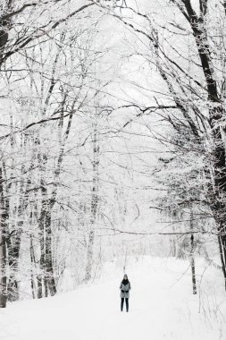 Kışın ormandaki kız