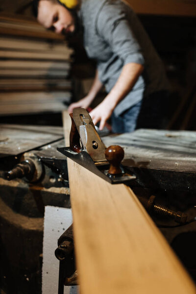 Carpenter, in the workshop at work