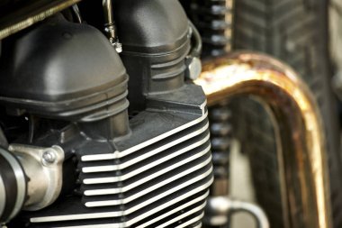Motosiklet motoru yakın çekim detay 