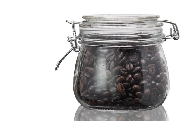 Coffee bean glass bottle. — Stock Photo, Image