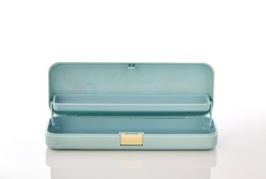 Işık mavi plastik kalem kutusu 