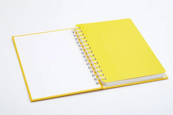 Cuaderno Amarillo Sobre Fondo Blanco Bloc Notas — Foto de Stock