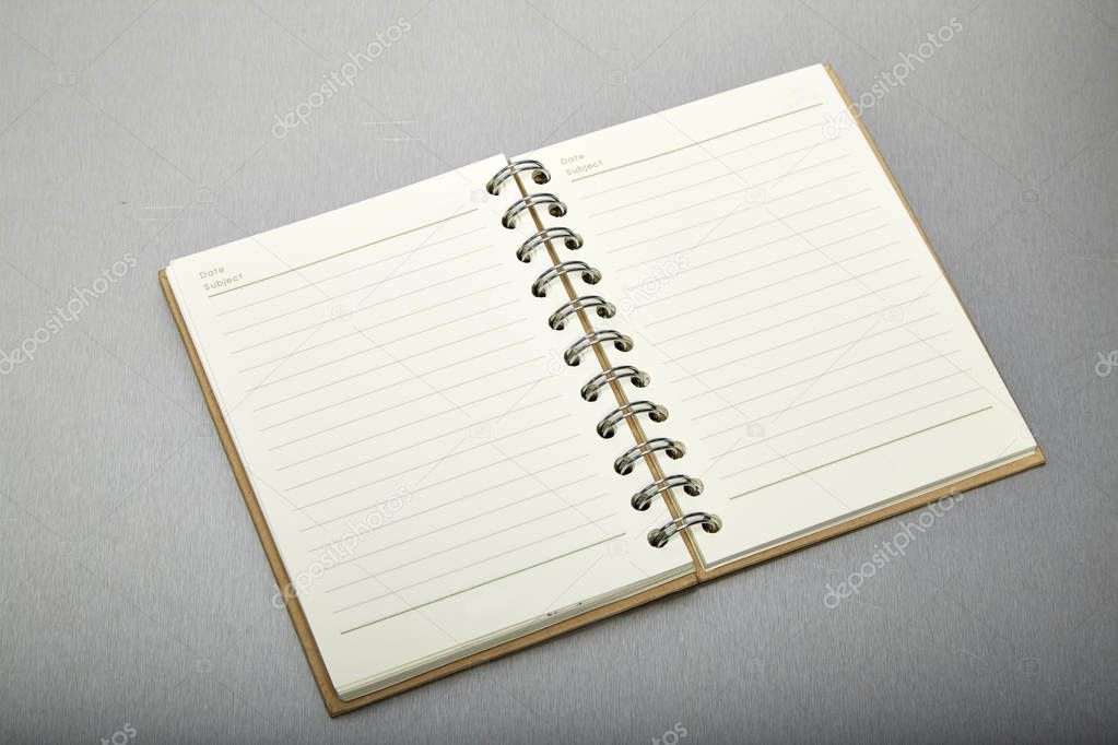 Brown note book, Aluminum texture