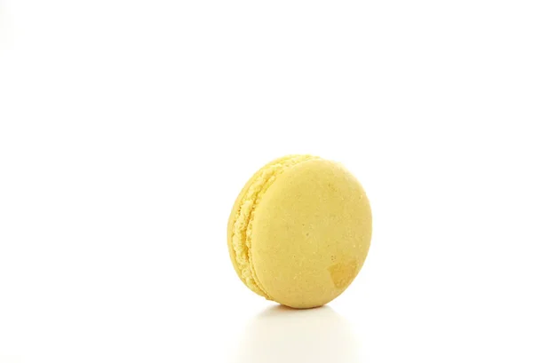 French Macaron Yellow White Background — Stock Photo, Image