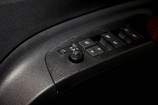 Car Interior Details Door Handle Windows Controls Adjustments Car Window — Stock Photo, Image