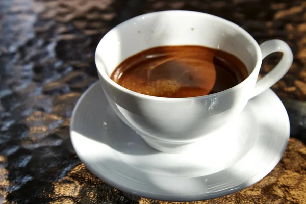 Kopje Koffie Glazen Tafel — Stockfoto