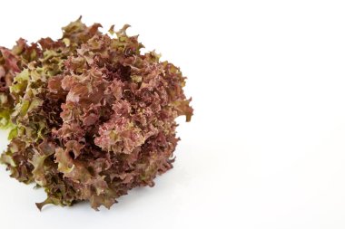 Beyaz zemin üzerine kırmızı taze marul