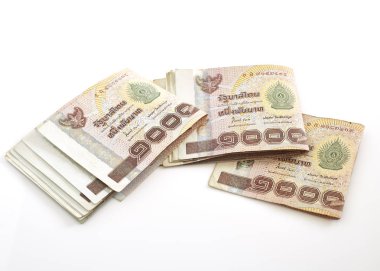 Beyaz bir arka planda Tay para Tayland Bahtı