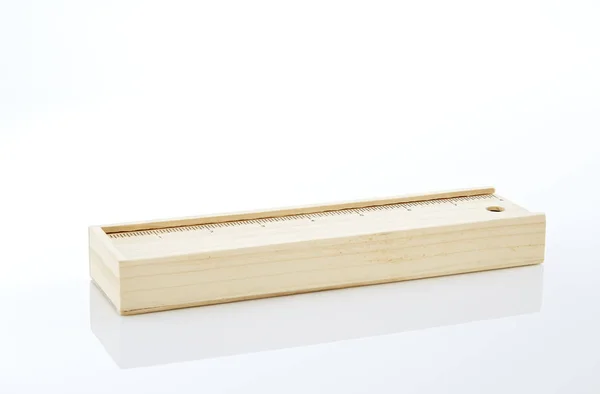 Fából Készült Ceruza Doboz Doboz Fehér Háttér Imag Verem — Stock Fotó