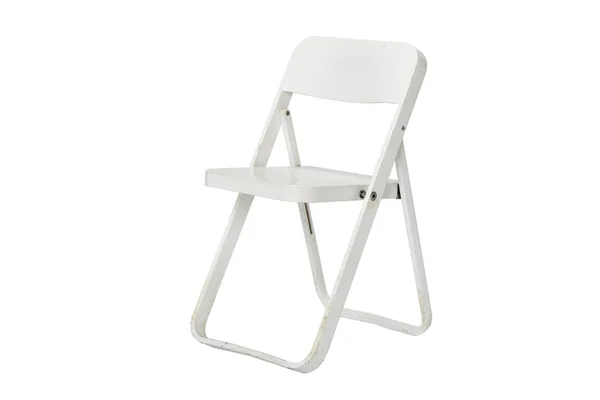 Chaises Pliantes Blanches Vieilles Isolées Sur Blanc — Photo