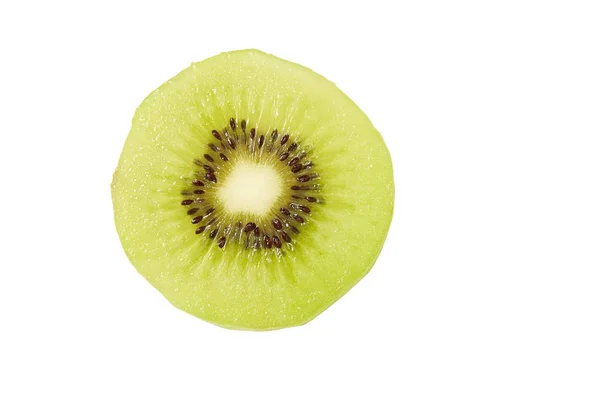 Krajíc Čerstvého Ovoce Kiwi Izolované Bílém Pozadí — Stock fotografie