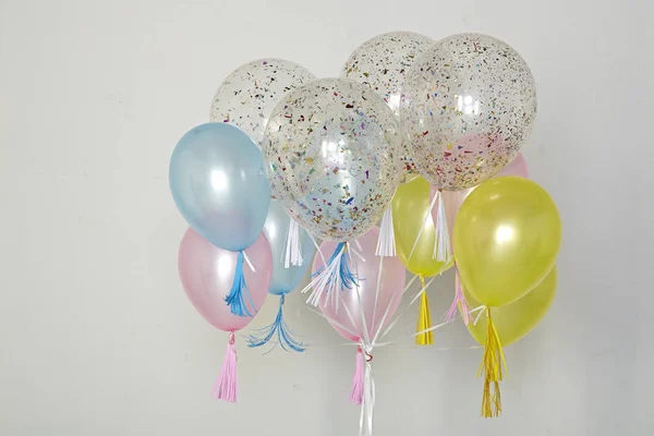 Many Bright Balloons Isolated White — Stock Photo, Image