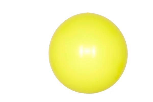 Gele Ballon Opgeblazen Geïsoleerd Witte Achtergrond — Stockfoto