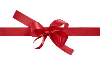 Christmas kırmızı kurdele beyaz arka plan üzerinde izole