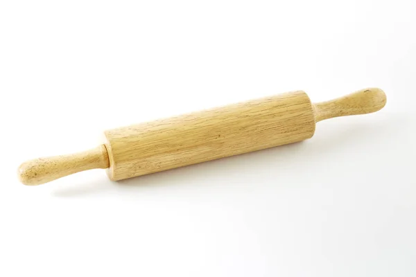 白い背景に木製のローリングピン — ストック写真
