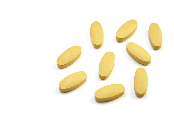 Vitamin Tablety Tablety Bílém Pozadí — Stock fotografie