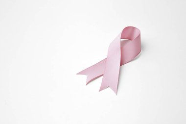 Pink breast cancer ribbon isolated on white clipart