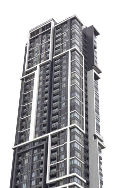 Beyaz arka plan üzerinde izole City'deki konut binalar.
