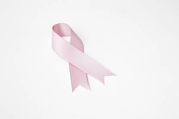 Pink Awareness Ribbon Trail White Background — Stock Photo, Image