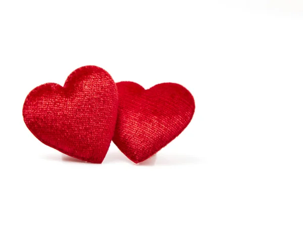 Two Red Hearts Isolated White Background Copy Space Available Stock Photo