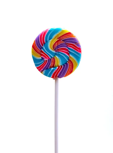 Kleurrijke Spiraal Lollipop Geïsoleerd Wit — Stockfoto