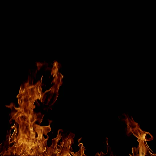Fire flames on black background — Stock Photo, Image