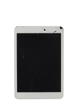 Kırık tablet ekranı, siyah, beyaz, kırpma yolu