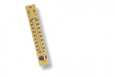 Celsius ve Fahrenheit teraziler ile ahşap termometre