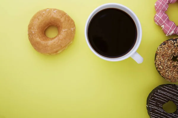 Donuts with caffee cup — Stock Photo, Image