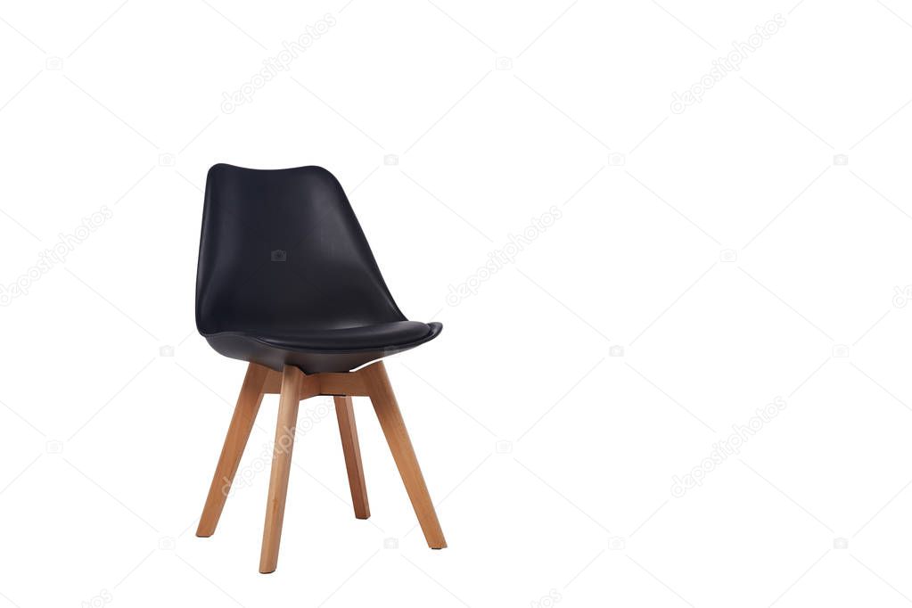 modern black chair with wooden legs