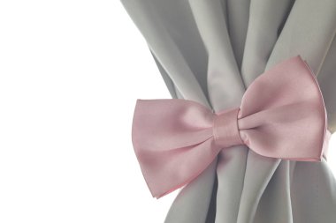 Pembe fiyonk kravat güzel modern gri perde