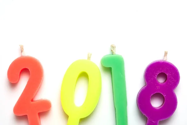 2010 candles color on a white — Stock Photo, Image