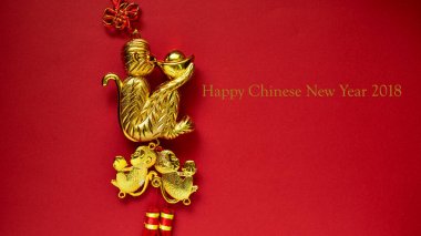 Çin yeni yılı dekorasyon kırmızı Kağıt arka plan üzerinde