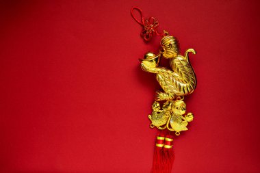 Çin yeni yılı dekorasyon kırmızı Kağıt arka plan üzerinde