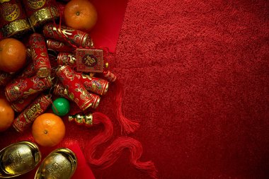 Çin paraları ya da şans ve Çince havai fişek ve Çin altın külçe Çin düğüm ve geleneksel Çin düğüm 