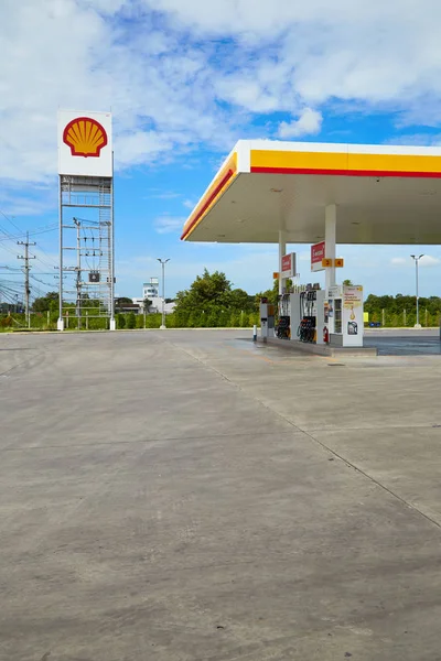 Nakhon Pathom Thaiföld Octoder Shell Üzemanyag Benzinkút Autó Javítás Octoder — Stock Fotó