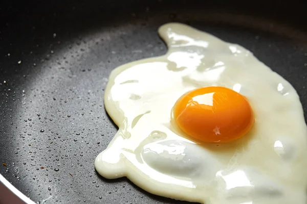 Fried egg breakfast on a Black pan