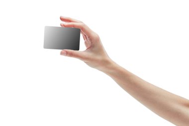 Beyaz izole kart tutan el